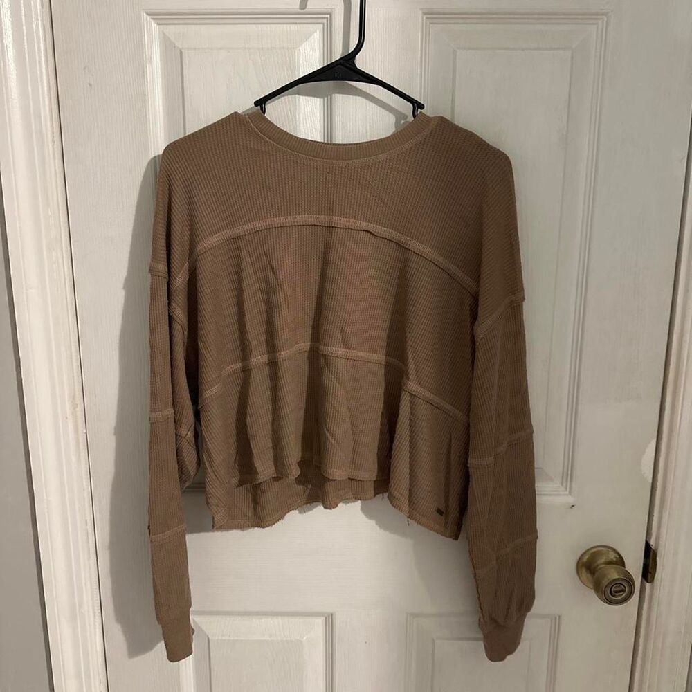 Hollister-co Women's Tan and Brown Shirt